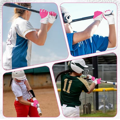 HANDLANDY Baseball Batting Gloves for Adult Youth, Grip Breathable Softball Batting Gloves Fit Men Kids Boys Girls - color: Pink-Adult, size: Adult Medium