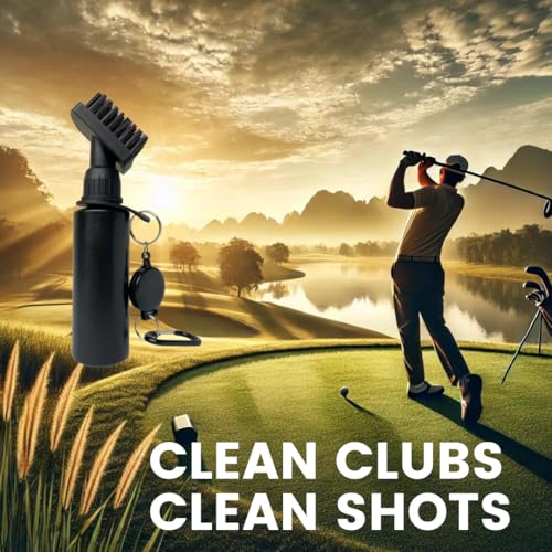 The Golfer's Workshop Deluxe Golf Club Brush Cleaner with Carabiner Clip and Leak-Proof Squeeze Water Bottle – Holds 4 Ounces of Water – Essential Golf Accessories & Gift