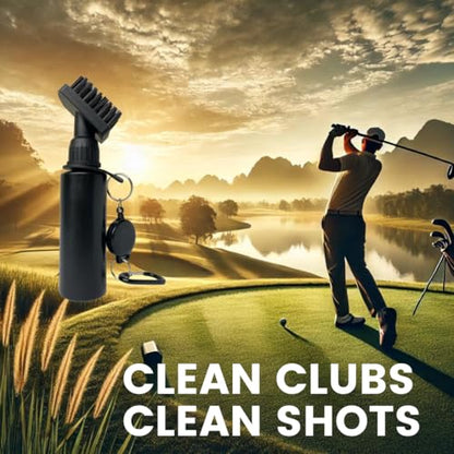The Golfer's Workshop Deluxe Golf Club Brush Cleaner with Carabiner Clip and Leak-Proof Squeeze Water Bottle – Holds 4 Ounces of Water – Essential Golf Accessories & Gift