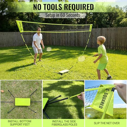 Portable Badminton Net (Green, 9X5 Ft)