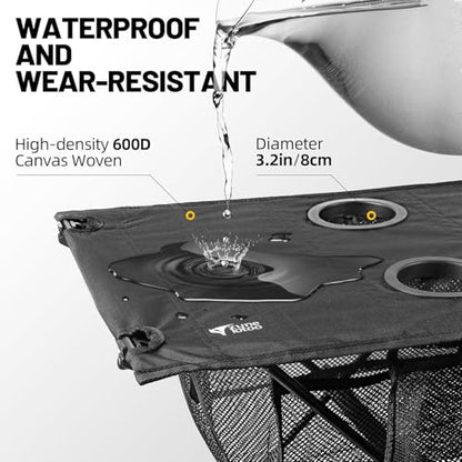 Portable Camping Table Folding, Small Beach Table Foldable with Drink Holder & Mesh Storage & Carry Bag Compact Camp Tent Side Table for Picnic Tailgate Travel Outdoor Fishing Backpacking