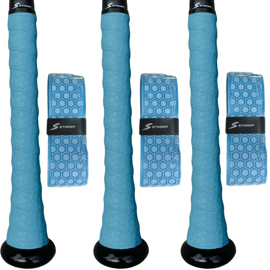 Stinger Sports Premium Polymer Bat Grip (Baseball and Softball) - color: 3-Pack: Carolina Blue