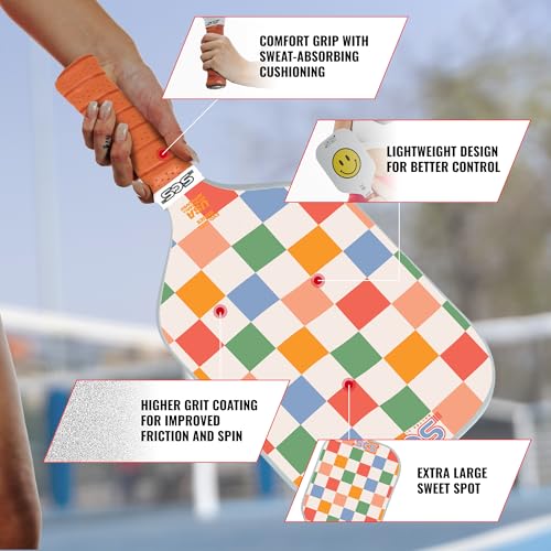 SCS Carbon Fiber Pickleball Paddle – USAPA Approved 2024 – Lightweight, Enhanced Spin, Sure-Grip Handle – Evo-Lite Series for Intermediate Players - color: Willow