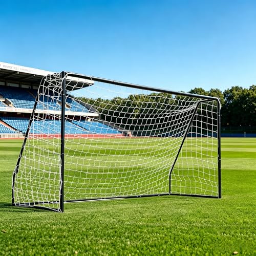 Garvee Steel Competition Soccer Goal, 6x4ft / L-6x4ft / 7x5ft / 8x5ft / 12 x 6ft Portable Backyard Soccer Goal with Net & Ground Stakes, Outdoor Practice Goal for Adults & Youth - color: Black, size: 12x6 FT