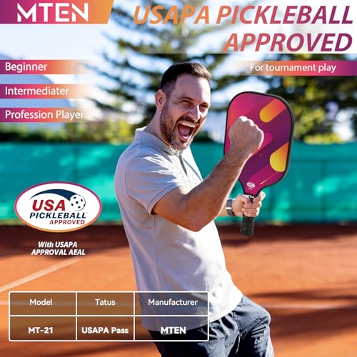 Pickleball Paddles Set of 2 or 4, or Single Paddle – USAPA Approved Fiberglass Surface Pickleball Rackets Set for Men & Women - color: RED*2