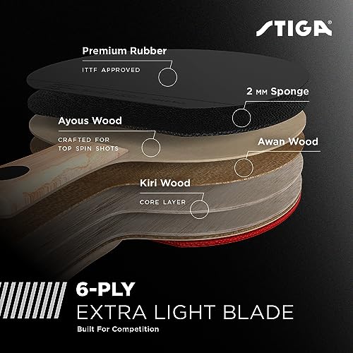 STIGA Ping Pong Paddles - 2mm Tournament-Approved Sponge - Flared Handle for Enhanced Control - Competitive Table Tennis Racket for Family Fun - Multiple Styles & Performance Levels Available - style: Talon