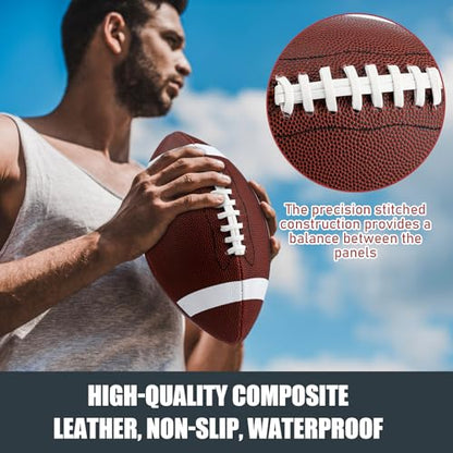 WinnerWhy 6 Pcs Inflatable Footballs Composite Leather Footballs with Pump Official Size Balls for Youth, Junior, Adult, College, High School, American Foot Ball Training Sport Gifts