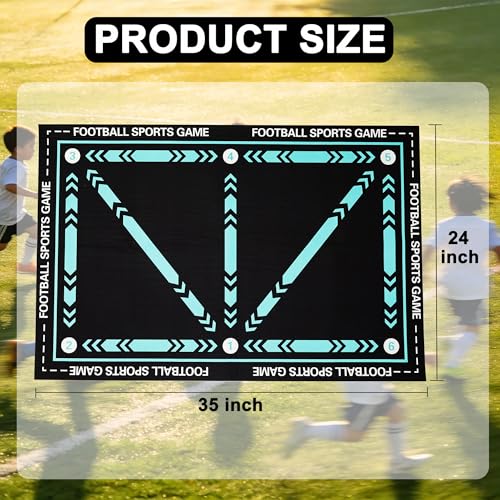 Soccer Training Mat Football Footstep Training Mat 35X24 inch Soccer Training Equipment Improve Strength, Agility and Coordination, Anti-Slip Silent for All Ages Footwork & Ball Mastery