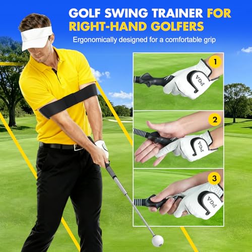 Retractable Golf Swing Trainer, Golf Training Aid & Golf Grip Trainer for Right-Handed Golfer, Strength & Tempo Stick Training, Telescopic Club for Beginners Chipping Hitting Practice