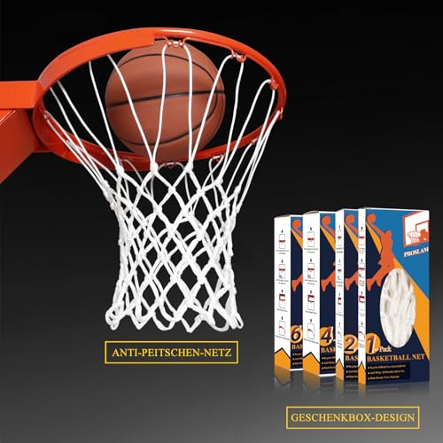 Nylon Heavy Duty Basketball Net Replacement – 60-Line High Density Thickened Net, Anti-Whip Anti-Tangle, All Weather Indoor Outdoor, Fits Standard 12 Loops Rim (Swish Sound for Pro Competition)