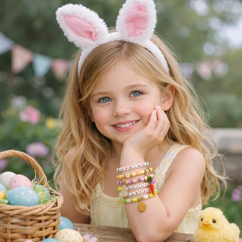 OHOME Easter Basket Stuffers for Teens - 6 Pack Bracelets for Women -Bunny Egg Gifts for Adults Kids Girls - Easter Dresses Outfit Shirts | Bunny Egg Fillers Decorations Decor Party Supplies - style: Easter