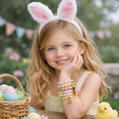 OHOME Easter Basket Stuffers for Teens - 6 Pack Bracelets for Women -Bunny Egg Gifts for Adults Kids Girls - Easter Dresses Outfit Shirts | Bunny Egg Fillers Decorations Decor Party Supplies - style: Easter