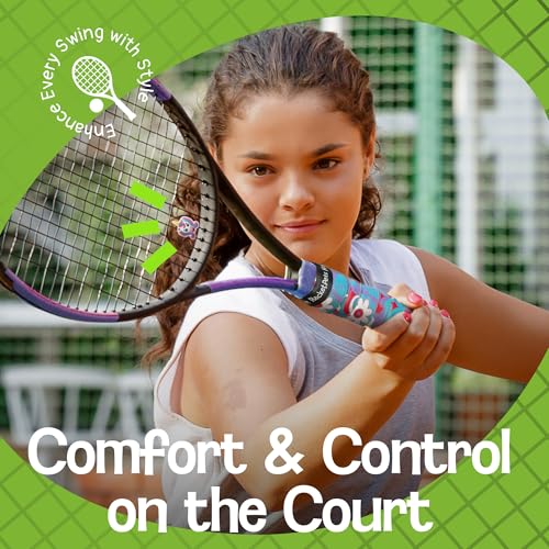 Racket Pets Kids Tennis Racket Dampener & Matching Overgrip Tape, Performance Shock Absorbing Dampener for Tennis Racket & Fun Animal Print Tennis Wrap Grip Tape - style: Alligator