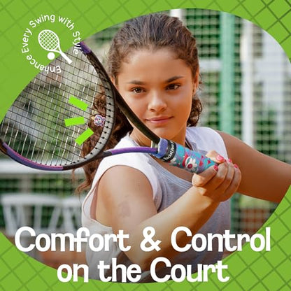 Racket Pets Kids Tennis Racket Dampener & Matching Overgrip Tape, Performance Shock Absorbing Dampener for Tennis Racket & Fun Animal Print Tennis Wrap Grip Tape - style: Alligator