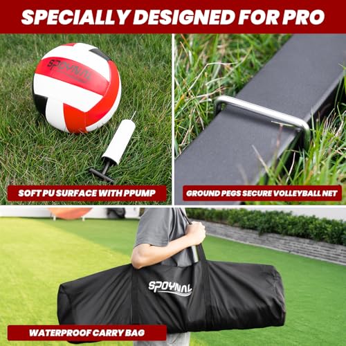 12FT/20FT Portable Volleyball Net Volleyball Net for Backyard Freestanding Volleyball Practice Net Outdoor Indoor Volleyball Training Set with Adjustable Height Carry Bag and Volleyball - style: 12 FT Volleyball Net Set