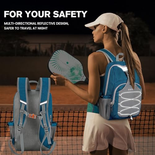 G4Free Pickleball Bag, Pickleball Backpack for Women and Men, Padel Bag Fits 2 to 4 Paddles, Gifts for Pickleball Lovers - color: Teal Blue