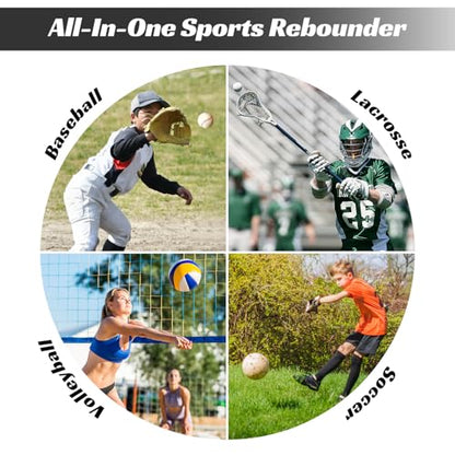 JASCOPRO Baseball Rebounder Net – Adjustable Pitchback Trainer for Solo Fielding,Throwing, Pitching Practice, Durable Steel Frame with 5 Angles, Softball Rebound Net Simulates Grounders & Fly Balls