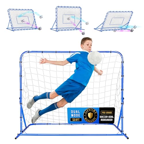 Soccer Baseball Rebounder Net, Soccer Goal Net, Volleyball Softball Rebound Pitchback Net Quick-Switch Angle Training for Control, Passing Practice, Bounce Back Rebounder Goals Gifts Trainer Equipment - size: 5FTx4FT