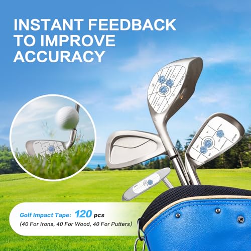 3-in-1 Golf Swing Trainer with Silicone Grip Trainer, Arm Band & Impact Tape, Golf Training Aid System for Beginners & Tempo Training for Advanced, Click Feedback, Arm Connection, Right/Left-Handed