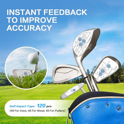 3-in-1 Golf Swing Trainer with Silicone Grip Trainer, Arm Band & Impact Tape, Golf Training Aid System for Beginners & Tempo Training for Advanced, Click Feedback, Arm Connection, Right/Left-Handed