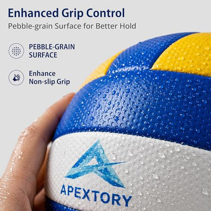Soft Volleyball for Indoor Practice - Indoor Volleyball & Outdoor Sand Volleyball, Adults & Kids Volleyball Official Size 5 PU Composite Leather with Butyl Bladder