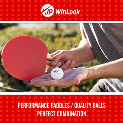 JP WinLook Ping Pong Paddles Sets - Portable Table Tennis Paddle Set with Ping Pong Paddles Professional Case & Ping Pong Balls - Premium Table Tennis Racket Player Set for Indoor & Outdoor Games - style: Red/Black 2 Paddle Set