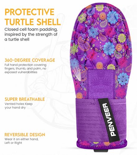 Baseball Sliding Mitt Youth & Adult, Sliding Glove for Baseball, Softball Sliding Guard, Left and Right Hands - color: Purple Paisley Flower, size: Youth