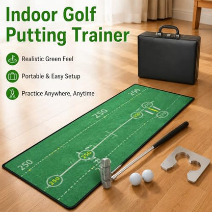 Verdant Golf Putting Practice Mat, Indoor Golf Putting Aid with Grass-likelike Feel, Portable System with Putter & PVC Box, Gifts for Men