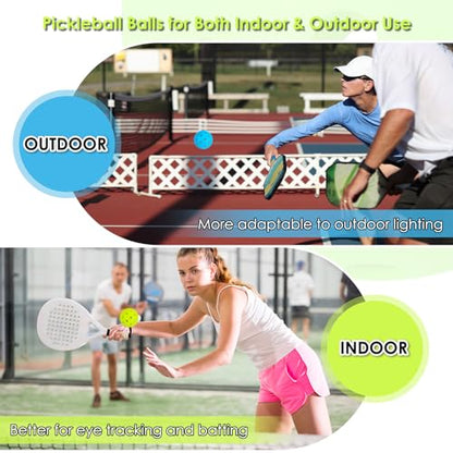 FOBAKY Pickleball Balls, Sports Outdoor Pickleballs, 40 Holes Outdoor Pickle Balls with Mesh Bag for Man and Women