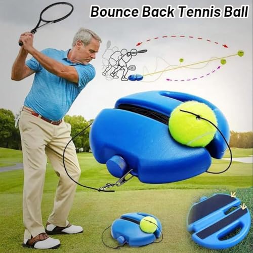 Tennis Trainer Rebound Ball for Self Practice, Bounce Back Tennis Ball, Tennis Training Equipment Kit with 1 Base and 1 Ball for Beginners Sport Exercise, Portable Tennis Training Tool
