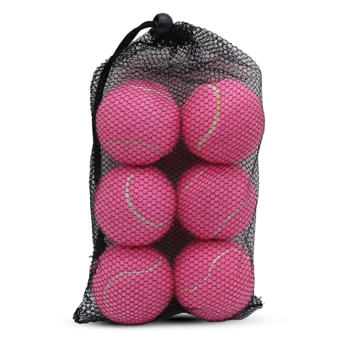 SHYUJAJIE Tennis Balls, 6 Pack Training Tennis Balls,High Elasticity Practice Balls for Beginner, Playing Balls for Dogs - color: Pink