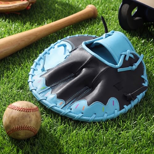 1 Pack Ice Cream Pancake Baseball Training Glove for Right Hand Throw Sizes 10 Soft PVC Infield Fielding Glove for Youth Players, Sturdy Practice Gear for Ground Balls & Defense Drills