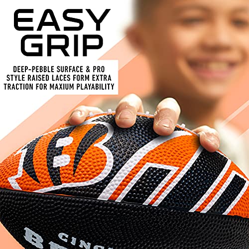 Franklin Sports NFL Team Footballs - Rubber Youth Mini Balls for All Teams - Kids 8.5" Football + Air Pump Sets - Official NFL Licensed - style: Cincinnati Bengals