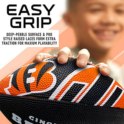 Franklin Sports NFL Team Footballs - Rubber Youth Mini Balls for All Teams - Kids 8.5" Football + Air Pump Sets - Official NFL Licensed - style: Cincinnati Bengals