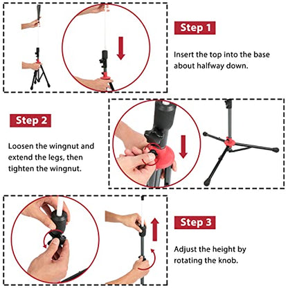 Baseball & Softball Batting Tee - Hitting Travel Tee | Adjustable Height | Portable & Collapsible | Tripod Base