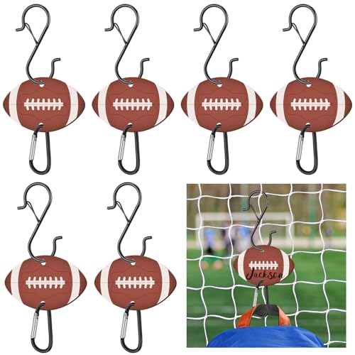 CroBlissful 6 Pcs Bag Hook for Fence Baseball Football Basketball Tennis Team Gifts Bag Clip Sports Backpack Buckle with Acrylic Board for Bat Water Bottle Player Lover Gifts - color: Mainly Brown
