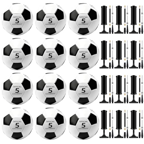 NICEMOVIC Deflated Soccer Balls Size 5 Bulk with Pumps, Operation Christmas Bulk Items for Adults Donation Charity Train Practice Game, Deflated Soccer Balls with Pump Needles Set - size: 24 Pack