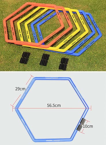 Hexagon Agility Ring Training Circle Ring Speed Agility Ladder Physical Training Ring Football Footwork Trainer Hurdles Agility Ladder Fitness Equipment Multicolor Training Ring 3Pcs