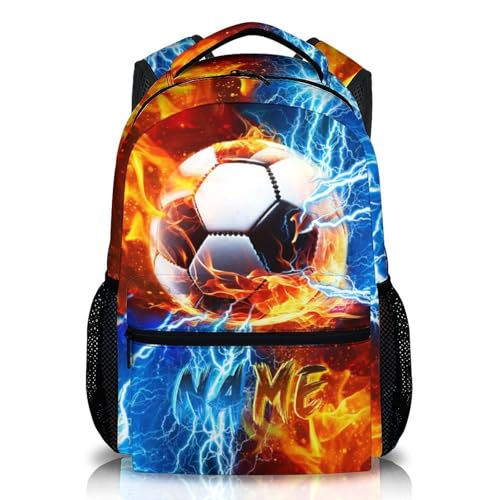 Custom Backpack for Kids Boys Soccer Bookbag for School Elementary Middle Primary, Lightweight Back to School Supplies - color: Black