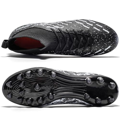 Kids Slip On Soccer Cleats for Boys Girls Youth Training Football Shoes - color: Black/White, size: 12 Little Kid