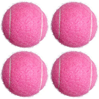Tennis Balls, 4 Pack Advanced Training & Practice Tennis Balls for Beginners, High Visibility Pet Dog Playing Balls - color: Pink