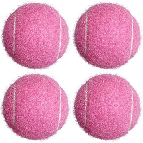 Tennis Balls, 4 Pack Advanced Training & Practice Tennis Balls for Beginners, High Visibility Pet Dog Playing Balls - color: Pink