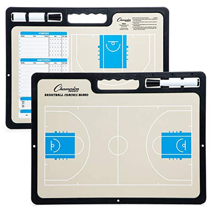 Champion Sports Large & XL Dry Erase Board For Coaching - Whiteboards for Strategizing, Techniques, Plays - 2-Sided Boards with Front Side Full Field - Backside Half Field and Lineup - color: Basketball, style: XL Coaches Board