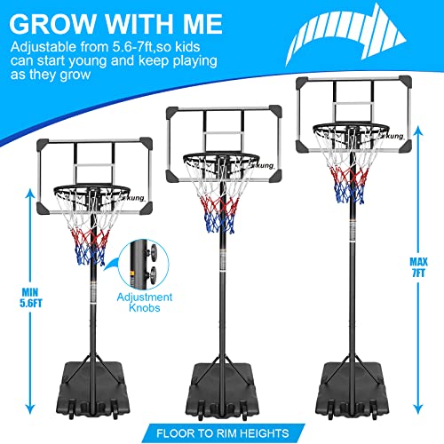 Teenagers Height Adjustable 5.6-7 'Basket 28" Backboard Portable Basket System for Indoor and Outdoor use