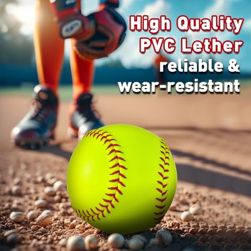 Sports Practice Softballs Slow Pitch Official Size and Weight Softballs, Unmarked Leather Covered Training Ball for Games, Practice and Training - size: 12 Inch