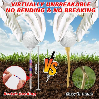 Plastic Golf Tees 3 1/4'', 50 Pack - Unbreakable Tees with Cup 6 Prongs/8 Prongs, Reduces Friction & Side Spin, Long Golf Tees Bulk for Men, Essential Golf Accessories