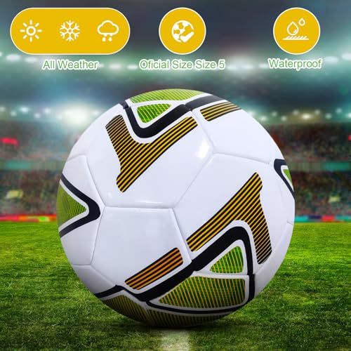Soccer Ball Size 5, Indoor Outdoor Football for School Training Practice or Boys Gift, Anti-Explosion Design Soccer Ball