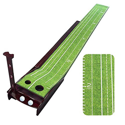 Perfect Golf Putting Mats with Green Ramp Premium Wood Training Aid for Home Office Putting Practice