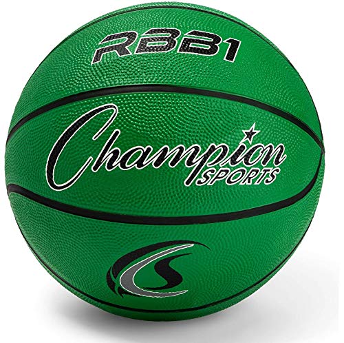 Champion Sports Rubber Basketballs – Durable Indoor & Outdoor Training & Recreational Game Balls, Multiple Sizes & Colors - color: Green, style: Official (Size 7 - 29.5")
