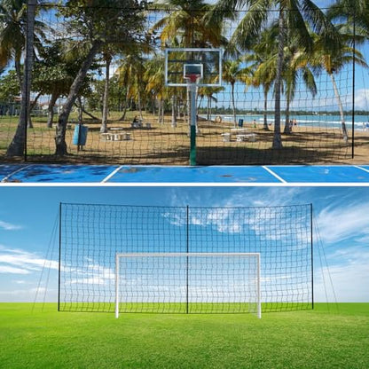 Backstop Net System for Backyard – Heavy Duty Sports Barrier Net with Steel Posts, Movable/Socketed Ball Stop Net for Soccer, Baseball, Training - size: 30FT Wide, style: Socketed-4 Inch Net
